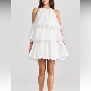 AJE. Claudia Tiered Organza Mini Dress, Ivory, Size 12